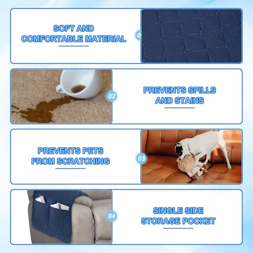 Fundas para reposabrazos protectoras de sofá con bolsillo de almacenamiento lateral 4