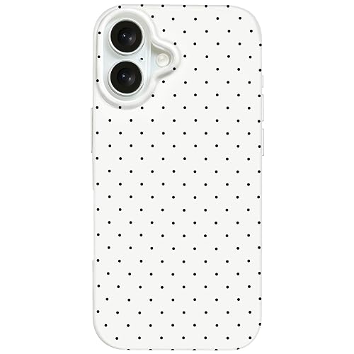 Anuck for iPhone 16 Case Polka Dot Phone Case, Cute Trendy Polka Dots Pattern Print Aesthetic Simple Design Soft TPU Slim Shockproof Protective Phone Cover 6.1" for Women Girls - White