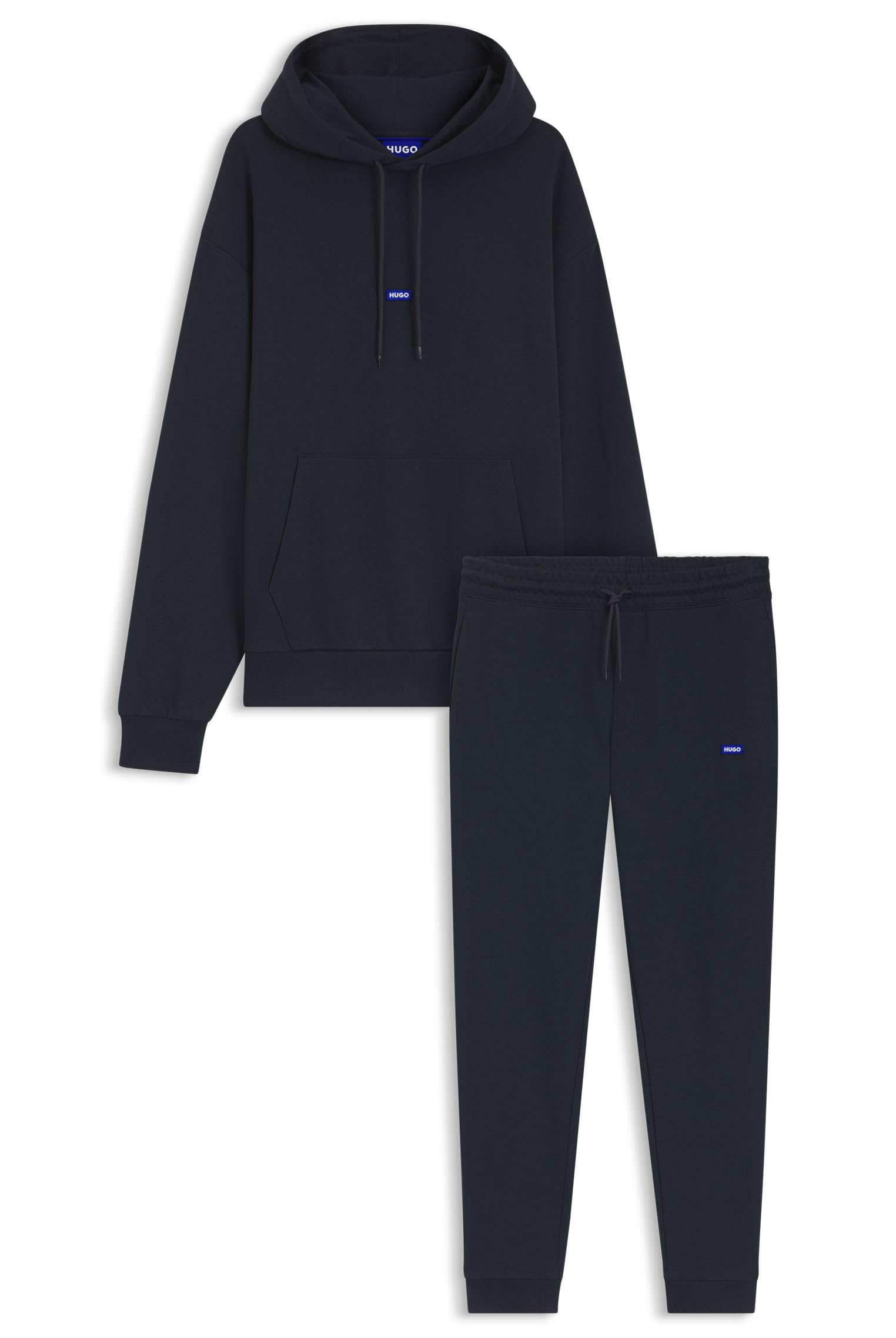 HUGO Herren Tracksuit NalonsoNap Trainingsanzug aus Baumwoll-Terry mit blauen Logo-Labels