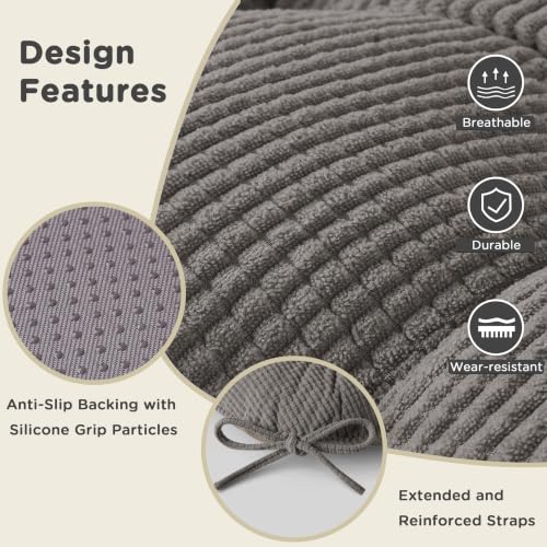 Image of AddGrace Chair Cushions for Dining Chairs 18 x18 4Pcs Dark Grey | 3 Inch Thick, Non-Slip , Indoor Office , with 11 Inch Ties, for Office Workers, Middle-Aged and Older
