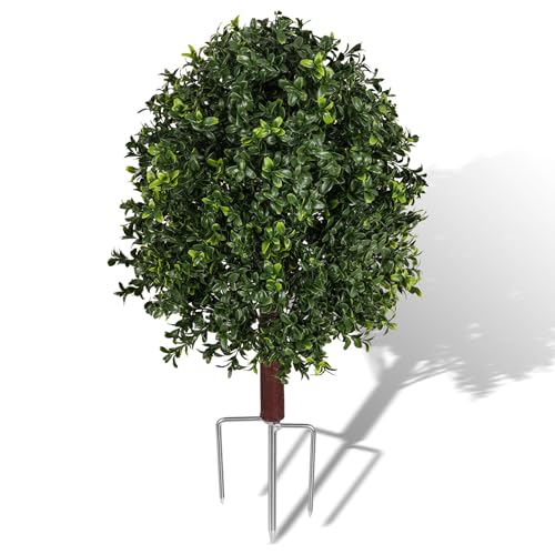 FBUNKO 23.5" Artificial Boxwood Plants Outdoor, UV Resistant Topiary Trees