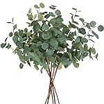 Beferr 6Pcs Artificial Eucalyptus Stems Tall 24" Faux Eucalyptus Branches Fake Greenery Plants Stems for Vase Home Party Wedding Decorations