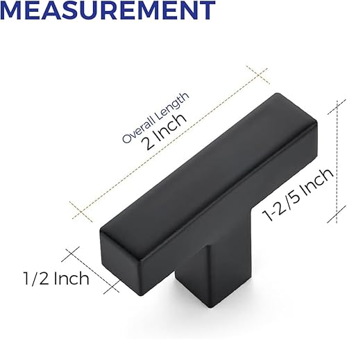 Miniatura 3 de Ravinte Paquete de 3 pomos cuadrados negros para gabinete, tiradores cuadrados de 2 pulgadas, color negro mate, manijas de gabinete de cocina de un