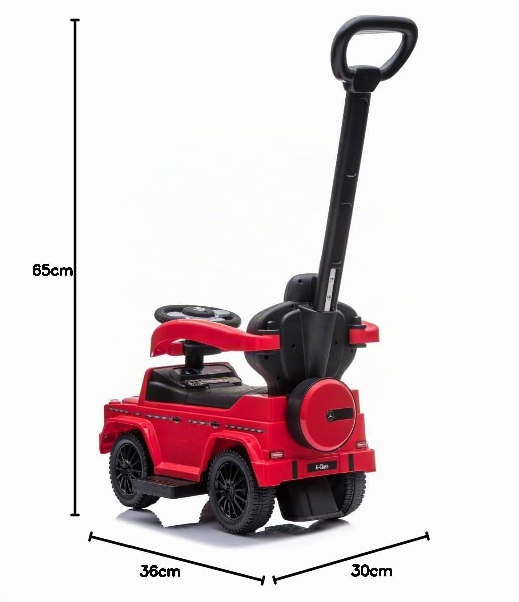 sun baby Coche de Empuje Mercedes Benz G con Licencia, Coche para Niños a Partir de 1 año, Volante con Sonido, Asiento y Ruedas de plástico, Barra de Empuje (Rojo)