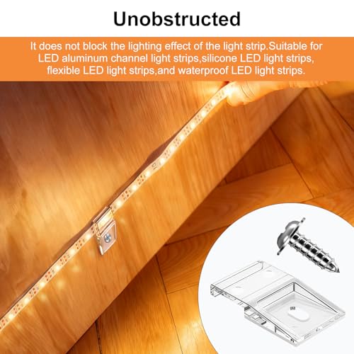 EXIN DEHCEN 20 Stück Transparente Lichtstreifen-Clips Selbstklebend mit Schrauben Montage, 10mm Breite Led Strip Befestigung Streifen Clips, Led Streifen Halterung, Led Strip Halterung Befestigung