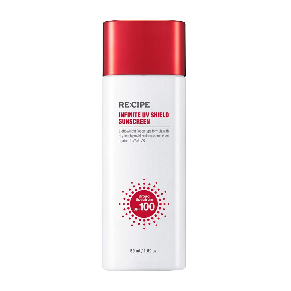RECIPE Infinite UV Shield Sunscreen, SPF 100 Broad Spectrum, Korean Sunscreen, Korean Skin Care, Korean SPF, Lightweight Dry-Touch Lotion, 1.69 oz