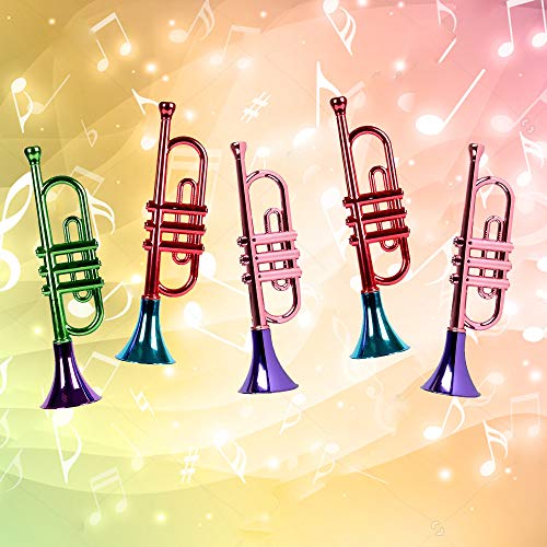 Artcreativity AC-1027 13 Inch Metallic Trumpets, Set Of 5, Fun Plastic Musical Instruments Noise Makers For Parties And Events, Music Toys For Kids thumb #3