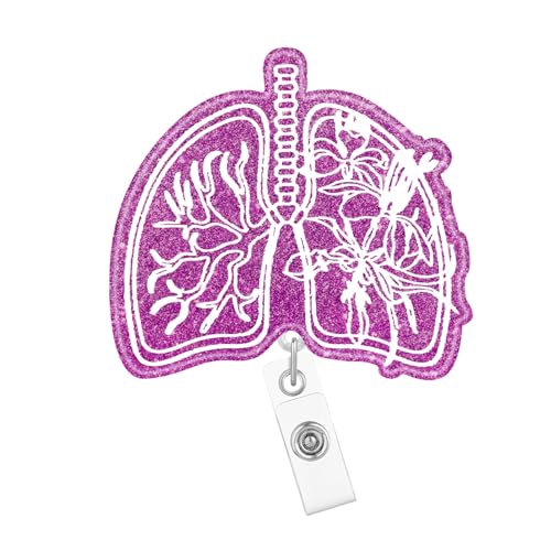 Enrouleur de badge rétractable poumon fleuri pour kiné et soignant