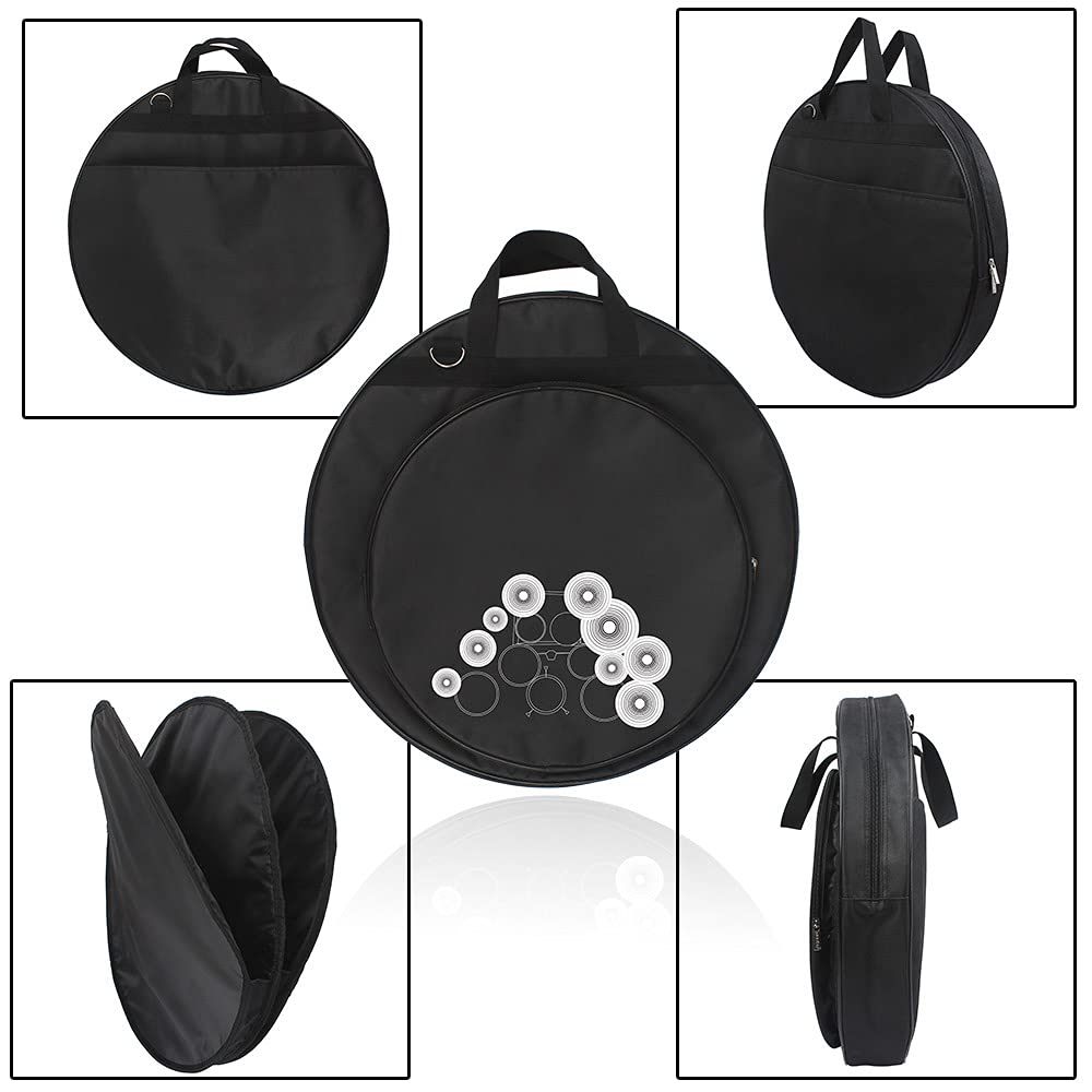 Borsa per Piatti da 21 Pollici Custodia per Piatti, Borsa per Piatti per Batteria con Divisore Rimovibile Tre Tasche e Tracolla per Riporre Piatti e Bacchette Borse, Custodie e