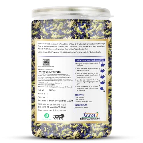 Image of Online Quality Store Natural Hibiscus Flower Tea, Butterfly Pea, Rose Combo - 300g (100g x 3 Pack) | Caffeine Free Herbal Tea | Reduce Stress