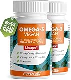 Omega-3 vegan 180 Kapseln - 1.500mg Algenöl mit EPA und DHA in optimaler Triglycerid-Form - 450 mg EPA + 225 mg DHA pro Tag, nachhaltiges Omega-3 Algenöl, von Natur aus schadstoffarm, laborgeprüft