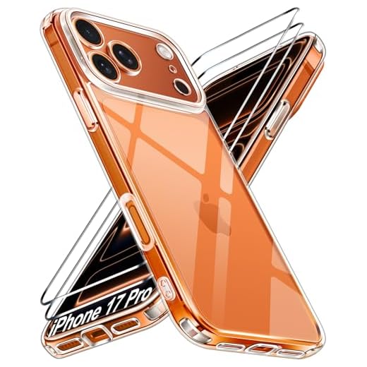 ivoler 3-in-1 Clear Case Designed for iPhone 17 Pro 6.3'' 2025 with 2 Pack Tempered Glass Screen Protector, Military Shockproof Hard Back Slim for iPhone 17 Pro Cover - Clear