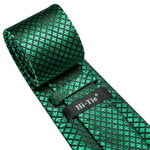 Image of Hi-Tie Mens 70inches Tie Set Extra Long Necktie for Men Cufflinks Handkerchief Big Tall Men Business Wedding