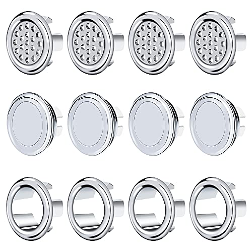 Anillo de Desbordamiento de Fregadero Cubierta de Anillo de Rebosadero de Fregaderos Tapa de Tapón de Drenaje de Desbordamiento de Recorte de Lavabo para Baño Cocina 12 Piezas