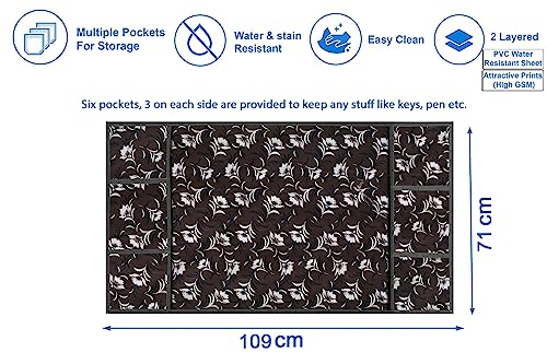 Image of Stylista Refridgerator top Cover Suitable for Samsung RR23C2F35DX /HL, 215 Liter Fridge, Dimension (WXD) 71x109 CM, Floral Pattern Dark Brown