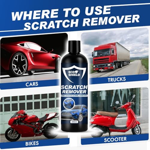 Image of EcoShield Car Scratch Removal 200ml With Microfiber Cloth | Safe For All Color Vehicle | Removes Minor To Mid Level Scratches & Swirl | Car Scratch Remover With Paint-Safe Formula | Rubbing Compound