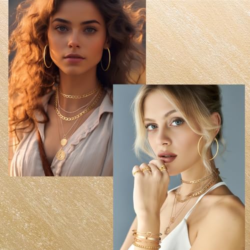 Image of Ecally Bohemian Western Jewelry Turquoise Set Women Country Pendant Long Choker Layered Bracelets Earrings Ring for Women