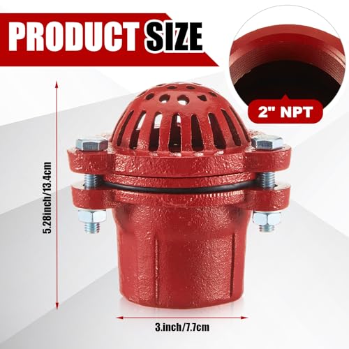 Image of MorningRo 2 Inch Cast Iron Foot Valve NPT Painted Carbon Threaded Foot Valve for Water Service Only