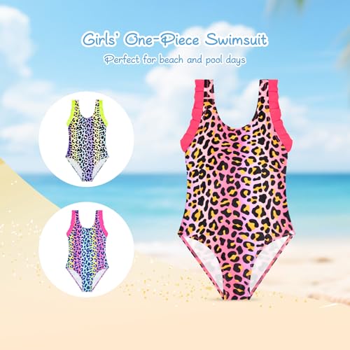 Maillot de bain une pièce léopard fille de 2 à 10 ans avec volants - 5