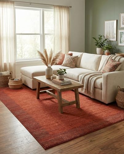 Angelica Collection Rug – 5' x 8' Terracotta