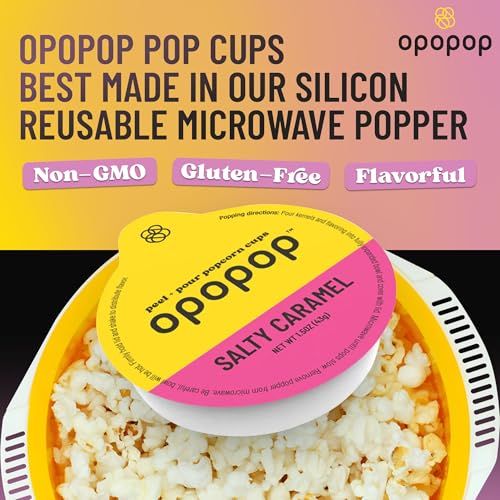 Opopop Salty Caramel & Super Butter Microwave Popcorn Pop Cups 6-Pack Each Bundle - Gourmet Flavored Snack Set for Home Movie Nights - Non-GMO, BPA & Gluten Free - Peel Pour Pop - image 4