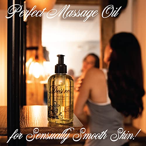 Desire Sensual Massage Oil - Best Massage Oil For Couples Massage – All Natural - Contains Sweet Almond, Grapeseed & Jojoba Oil For Smooth Skin 8Oz #TOP1