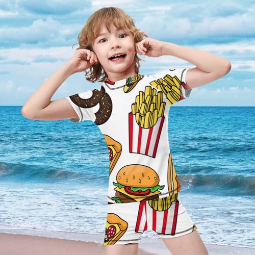 Cheeseburgers Hot Dogs PizzaChildren's Swimsuits Boys Two Piece Suit10-12Y（150cm）2