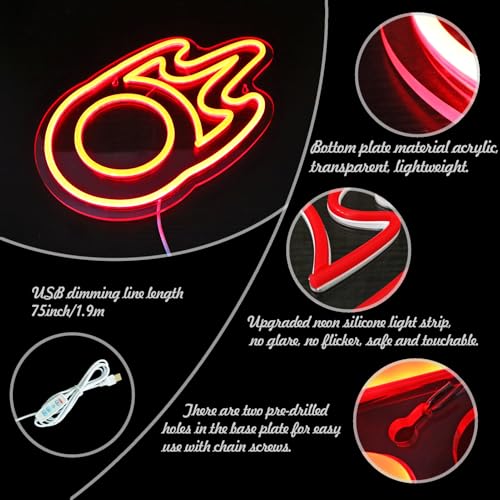 Image of Gaming Black Mage Neon Sign for Wall Decor, LED Light for Bedroom, Game Room Decorations, Dimmable, 5V USB Powered, Red, 11.8 inch x 11.8 inch