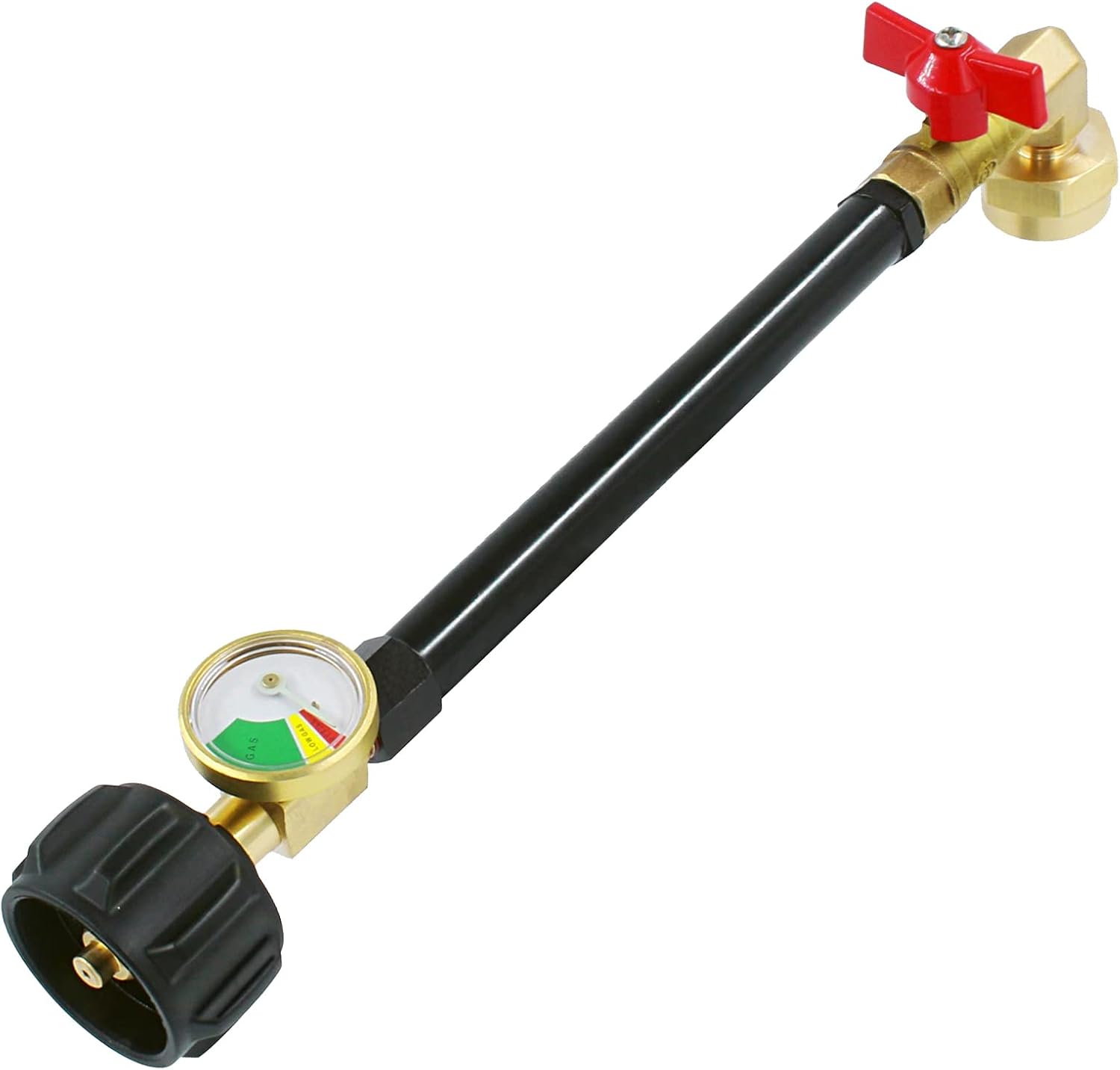 Upgraded Propane Refill Adapter for 1LB Tanks with Propane Tank Gauge Level Indicator and Shut Off Control Valve. Fits QCC1 / Type1 Propane Tank Refillable 1 LB Tank Cylinders