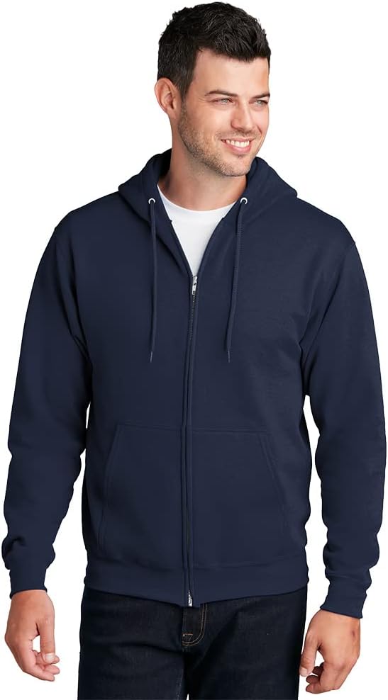 Port & Company - Core Fleece Full-Zip Hooded Sweatshirt L Navy