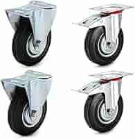 Set 4 Ruote Per Mobili 125 Mm - 2 Girevoli + 2 Con Freno, Carico 400 Kg, Acciaio Zincato, Per Interno/Esterno - Foto 3