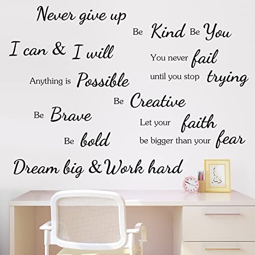 11 Pcs Inspirational Wall Decal Stickers Motivational Quote Wall Decor Vinyl Wall Stickers For Bedroom Living Room Office Nursery Removable Wall Stickers Quotes Saying For School Classroom Teen Dorm #TOP2