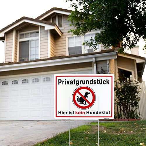 Goodvia Privatgrundstück Kein Hundeklo Schild 32 x 24 cm Hartschaumplatte Mit H-Halterung, XL Verbotsschild Hier Keine Hundetoilette Mit UV Schutz