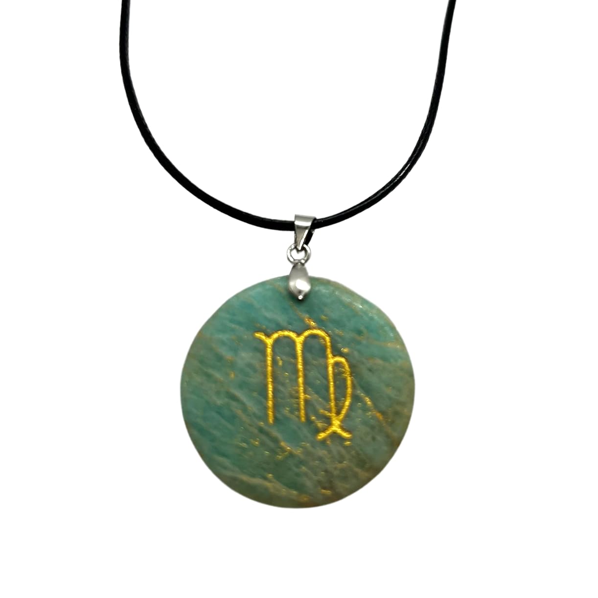 Zodiac Coin Pendant, Virgo, Amazonite