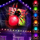 4 Ft Inflatable Halloween Window Decoration, Blow Up Spider Climbing on Window Built-in 6 Color Changing Lights, Halloween Decor for Porch Outdoor Home Party Yard Garden Lawn Holiday Party