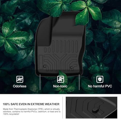 KIWI MASTER Floor Mats for 2013-2019 Ford Escape/C-Max, Custom Fit All Weather Car Mats, Heavy Duty TPE Floor Liners, Front & Rear 2 Row, Black - 3