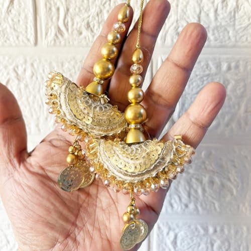 Image of Adikala Craft Store Handmade Ethnic Latkan Tassel Set of 2 for Saree Pallu, Blouse, Suits, Dupatta, Lehenga Decor (Sikka Sequin)