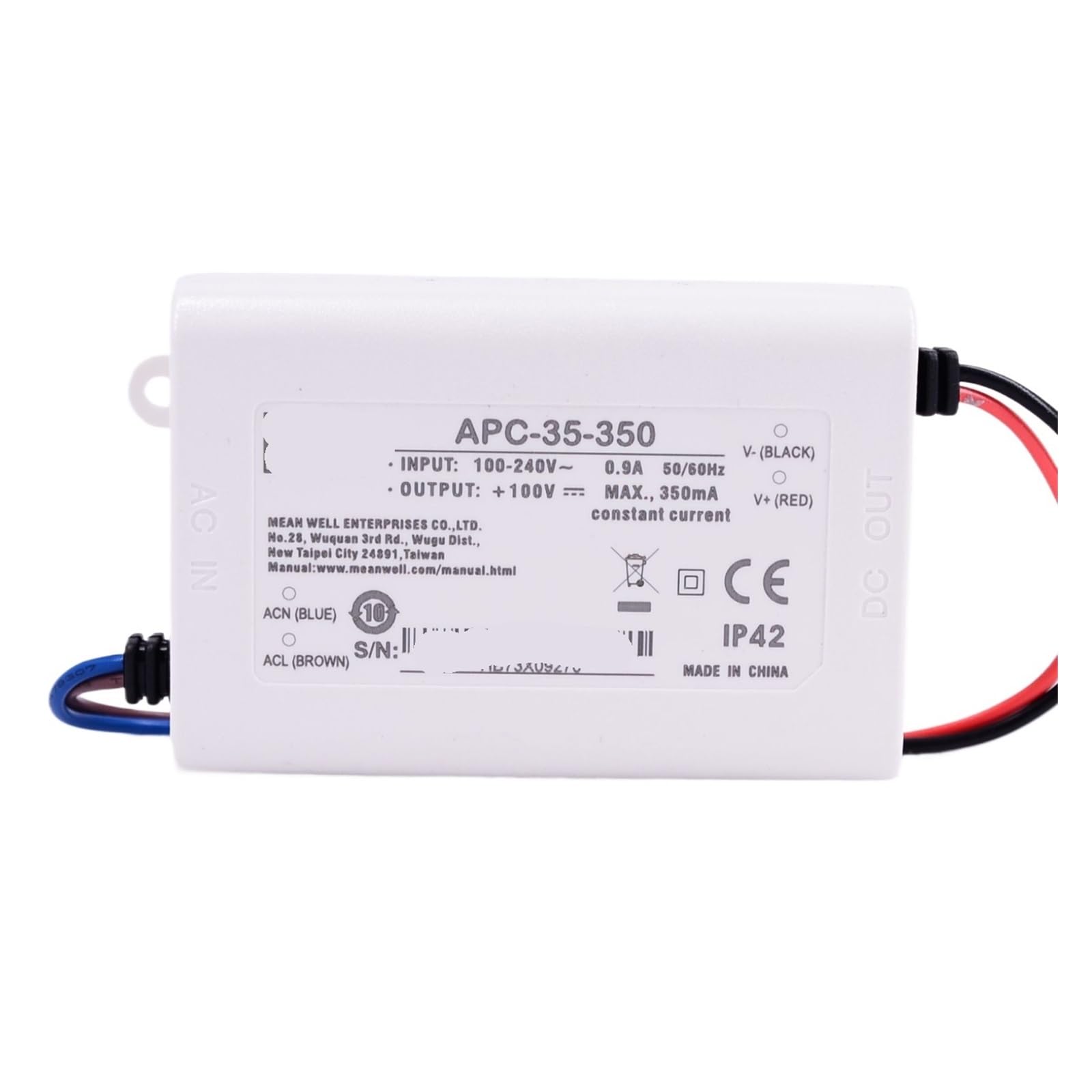 Courant constant 350mA stable avec l'alimentation LED APC-35-350 35W à découpage