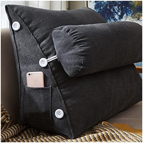 YFQHDD Bed Triangular Cushion Chair Bedside Lumbar Chair Backrest Lounger Lazy Office Chair Living Room Reading Pillow Household Decor (Color : Dark Gray)