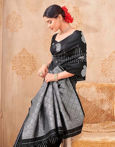 Image of SIRIL Women's Banarasi Soft Silk Saree Pure Silk with Unstitched Blouse Piece