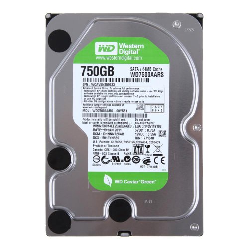 Western Digital Caviar Green HD WD - Disco Duro Interno de 750 GB (5400 RPM, 8,9 cm (3,5 Pulgadas), caché de 64 MB, SATA)