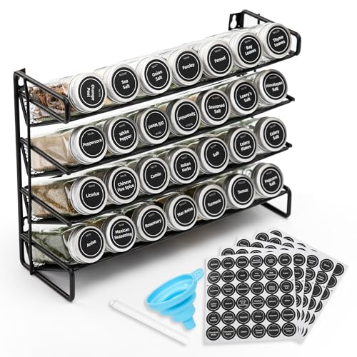 ELIVARA 4-Tier Spice Rack Organizer Set – Wall Mounted or