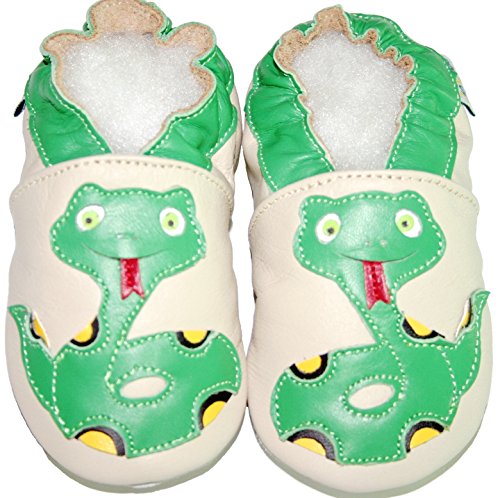 Leather Baby Soft Sole Shoes Boy Girl Infant Children Kid Toddler Crib First Walk Gift Snake Beige (12-18month, Beige)
