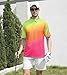 uideazone Mens Neon Golf Shirt Athletic Slim Fit Polo Shirts Bright Color Gradient Golf Short Sleeve Shirts Performance Polos