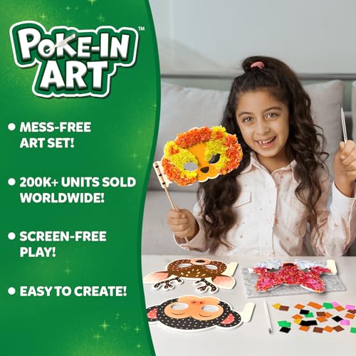 Image of Skillmatics Poke-in Art - Animal Masks, Mess-Free Fun for Kids, DIY Craft Kit, Creative Activity, Gifts for Girls & Boys Ages 4, 5, 6, and Up