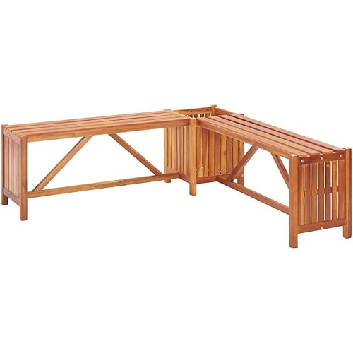 vidaXL 46.1 X 46.1 X 15.7 Solid Acacia Wood Garden Bench in Brown