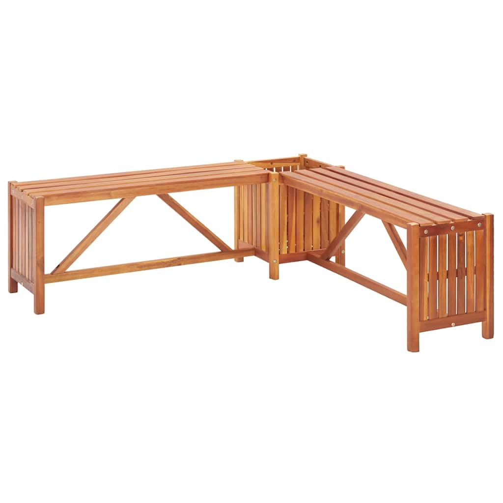 vidaXL Solid Acacia Wood Patio Corner Bench with Planter - Weather-Resistant Outdoor Seating - Versatile Garden and Deck Furniture with Planter Box - 46"x46"x15.7"