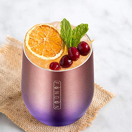 Stainless Steel Wine Tumbler with Lid, Fungun 4 Pack 12 OZ | Double Wall Vacuum Insulated Travel Tumbler Cup for Coffee, Wine, Cocktails, Ice Cream Cup With Lid and Straw