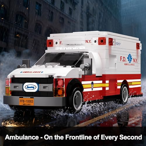 Ambulance Building Set, Emergency Rescue Vehicle Model Kit, Collectible Display Model for Adults & Teens 14+, Compatible with Lego Ambulance Set, 660 PCS