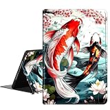 RMJKXQZG iPad Pro 12.9 Inch Case for iPad 6th/5th/4th/3rd Generation (2022/2021/2020/2018 Release), Slim Protective Cover with Stand Hard Back Shell, Auto Wake/Sleep, Koi Fish with Cherry Blossom